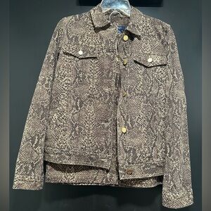 Chaps Snakeskin Patterned Jacket and Skirt Set